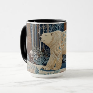 Retro white bear boho winter woodland forest mug