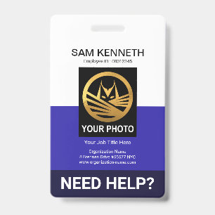 Retro White Blue Columns Medical Social Work ID Badge