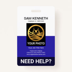 Retro White Blue Columns Medical Social Work ID Badge