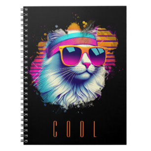 Retro White Cat with Orange Sunglasses Notebook