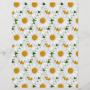 Retro White Daisies Sunny Floral Art Craft Paper
