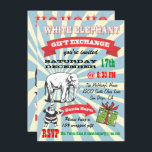 Retro White Elephant Christmas Party Invitations<br><div class="desc">Super Fun Christmas Gift Exchange party invitations with Old Santa Claus and Elephant clip art with great graphics and fonts on a sunburst background done in a poster style.  Boths side decorated for your cool and hip White Elephant Christmas Holiday Party.</div>