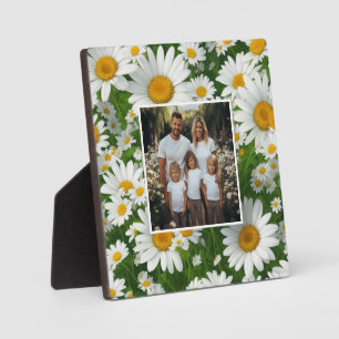 Retro white floral daisy personalise photo  plaque