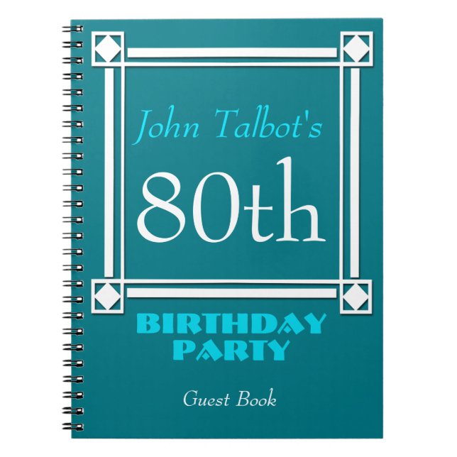 Retro White Frame 80th Birthday Guest Book (Front)