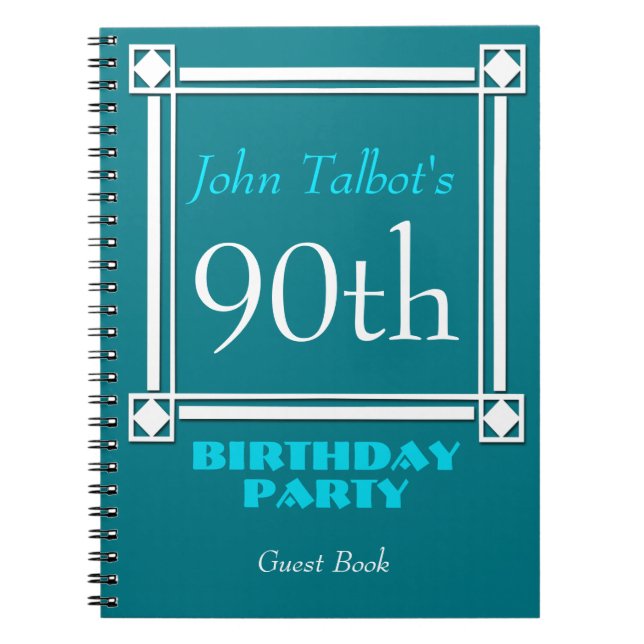 Retro White Frame 90th Birthday Guest Book (Front)