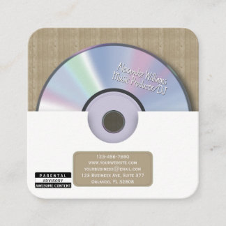 Retro White Music Producer CD DJ Square Business Card