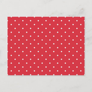 Retro white polka dots on red background postcard