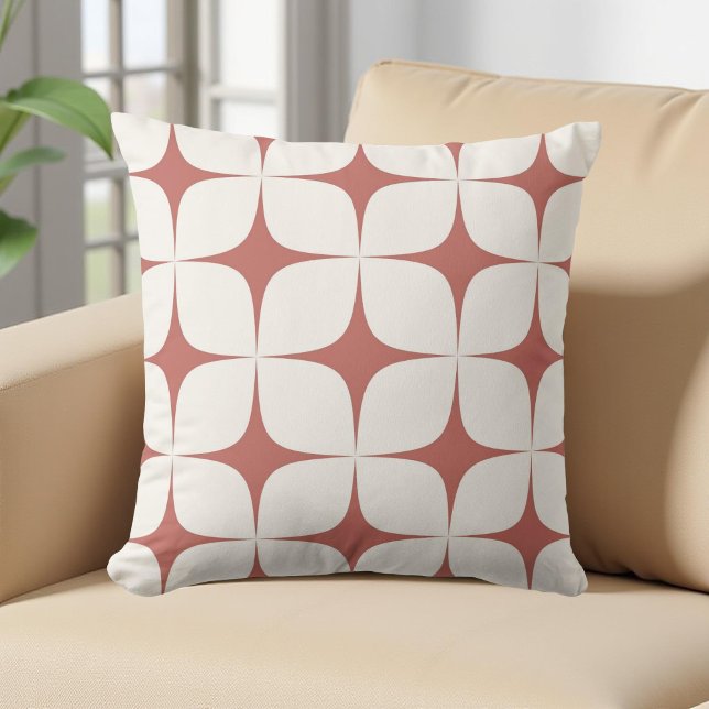 Retro White & Red Mid Century Modern Geometric Cushion (Creator Uploaded)