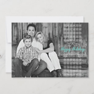 Retro White Snowflake Band Holiday Photo Card