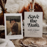 Retro White Wedding Save The Date<br><div class="desc">Retro and elegant save the date card featuring boho font that says "save the date" in white on a white background. You can add a photo on the back.</div>