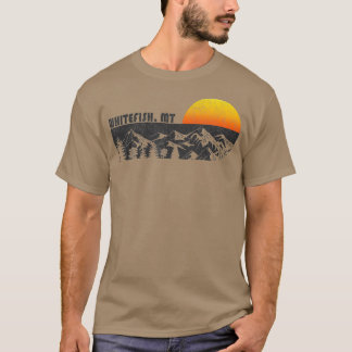 Retro Whitefish Montana Mountain Sunset Winter T-Shirt