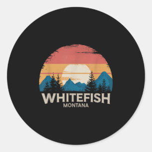 Retro Whitefish Montana Ski Lodge Winter Adventure Classic Round Sticker