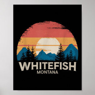 Retro Whitefish Montana Ski Lodge Winter Adventure Poster