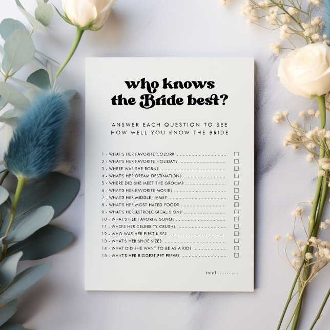 Retro Who Knows the Bride Best Shower Game Card (Creator Uploaded)