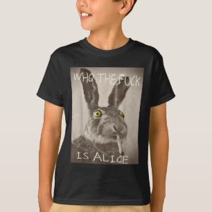 Retro Who The F_ck Is Alice Funny Rabbit T-Shirt