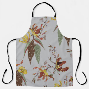 Retro wild flower vintage mood, botanical plants apron