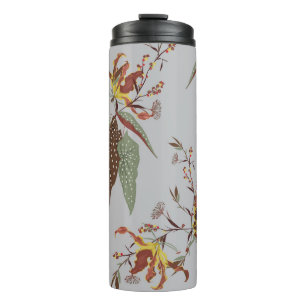 Retro wild flower vintage mood, botanical plants thermal tumbler