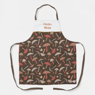 Retro Wild Mushrooms Cute Whimsical Botanical Apron