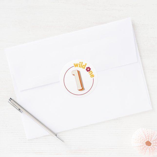 Retro “Wild One” Birthday Sticker | Daisy Groovy P (Envelope)