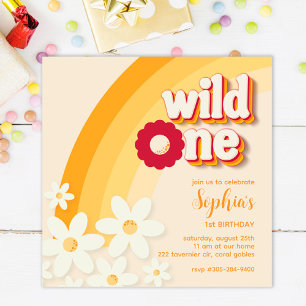Retro “Wild One” First Birthday Invitation   Groov