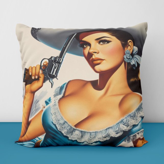 Retro Wild West Pin-up Cushion (Creator Uploaded)