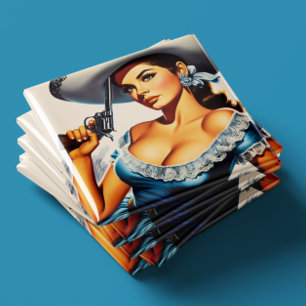 Retro Wild West Pin-up Magnet