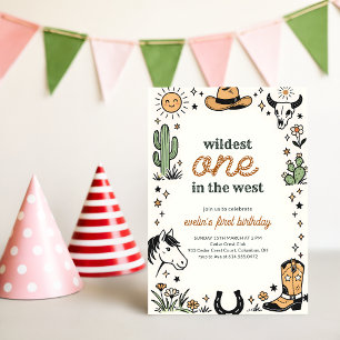 Retro Wildest One Cowboy Western 1st Birthday Invitation