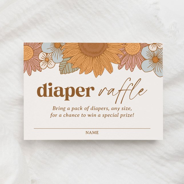 Retro Wildflower Baby Shower Diaper Raffle Enclosure Card (Creator Uploaded)