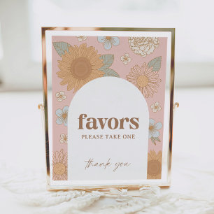 Retro Wildflower Baby Shower Favours Sign