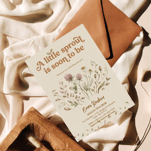 Retro Wildflower Baby Shower Invitation