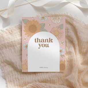 Retro Wildflower Birthday Thank You Card