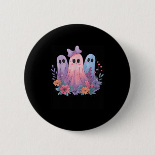 Retro Wildflower Boho Ghost Floral Halloween Cute  6 Cm Round Badge
