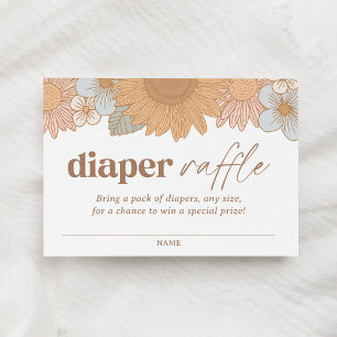 Retro Wildflower Girl Baby Shower Diaper Raffle Enclosure Card