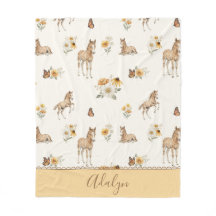 Retro Wildflower Horse and Butterfly Pattern