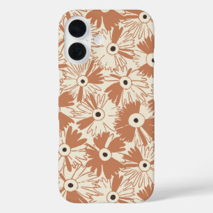 Retro Wildflower Large Scale Floral Terracotta iPhone 16 Case