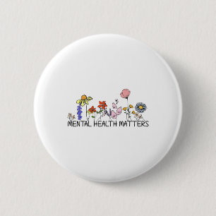 Retro Wildflower Mental Health Problems Awareness 6 Cm Round Badge