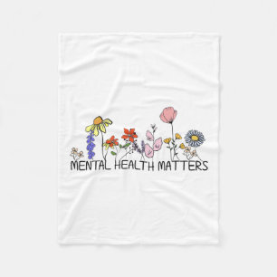 Retro Wildflower Mental Health Problems Awareness Fleece Blanket
