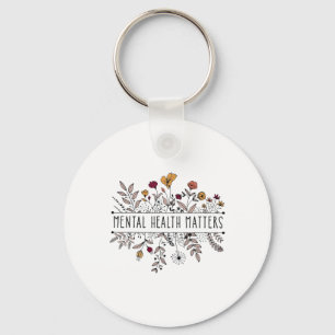 Retro Wildflower Mental Health Problems Awareness Key Ring