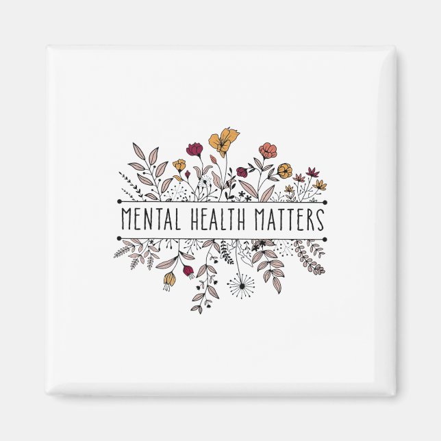 Retro Wildflower Mental Health Problems Awareness  Magnet (Front)
