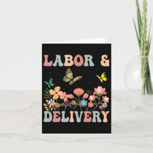 Retro Wildflowers Labour And Delivery Nurse Back T Card