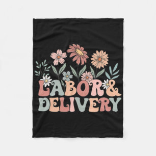 Retro Wildflowers Labour And Delivery Nurse Ck To Fleece Blanket