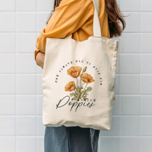 Retro Wildflowers Yellow Poppies Flowers Tote Bag