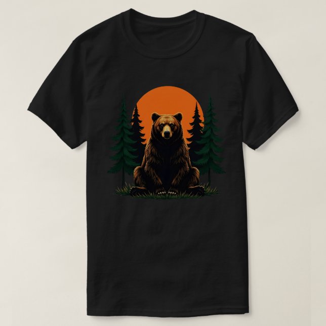 Retro Wildlife Forest Bear Outdoors Nature  T-Shirt (Design Front)