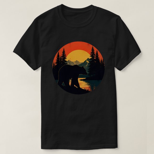 Retro Wildlife Forest Bear Outdoors Nature  T-Shirt (Design Front)