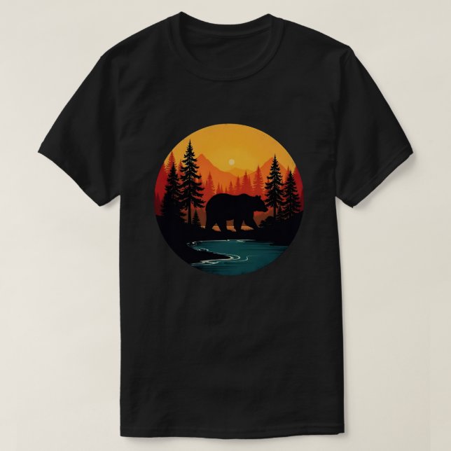 Retro Wildlife Forest Bear Outdoors Nature  T-Shirt (Design Front)