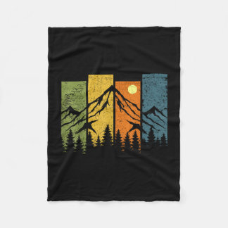 Retro wildlife forest nature trees outdoors fleece blanket