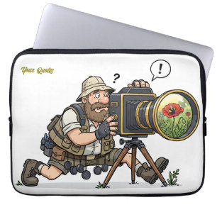 Retro Wildlife Photographer Illustration Laptop Sleeve