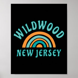 Retro Wildwood New Jersey Rainbow Nj Ocean Beach V Poster