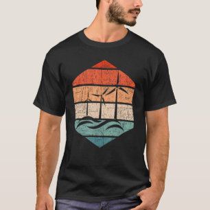 Retro Wind Turbine Tower Technician Renewable Ener T-Shirt