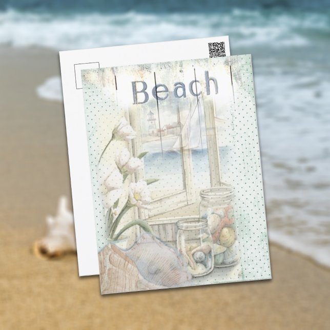 Retro Window Beach Scene Sublimation Postcard (Creator Uploaded)